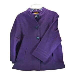 Ruby Rd. Wool Coat Women M Jacket Coat Purple Black Button Accent Pleat Back